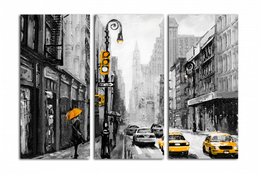 Модульная картина Черно-желтый Нью-Йорк